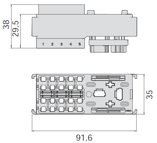 МОДУЛЬ РОЗЕТОЧНОЙ КОРОБКИ 10xMINI 1xMAX MTA 0101510