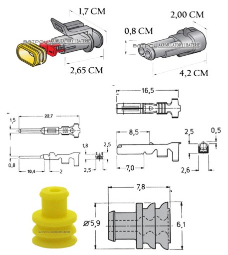 ГЕРМЕТИЧНЫЙ РАЗЪЕМ SUPERSEAL 1,5 мм2 AMP TYCO 2 PIN