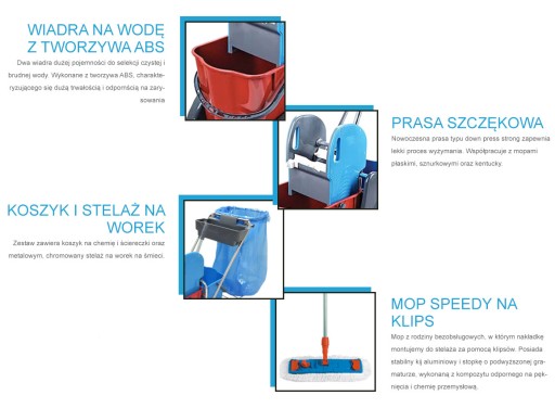 Wózek ZESTAW do sprzątania SPARK 2X18L MOP 50CM
