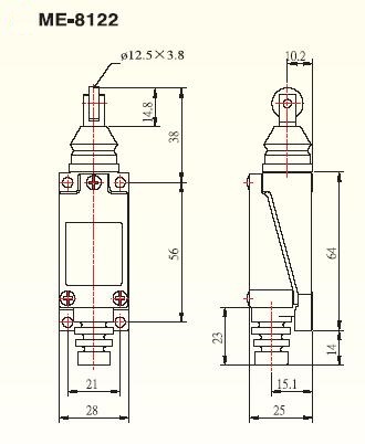 Wyłącznik krańcowy ME-8122 Krańcówka z rolką metal