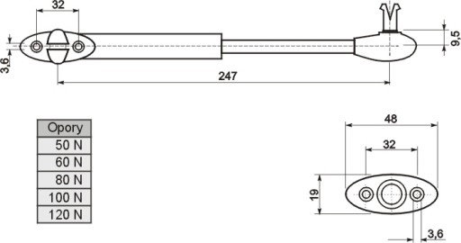 ПНЕВМАТИЧЕСКИЙ ГАЗЛИФТ 80N - ДЛЯ ЩИТКОВ