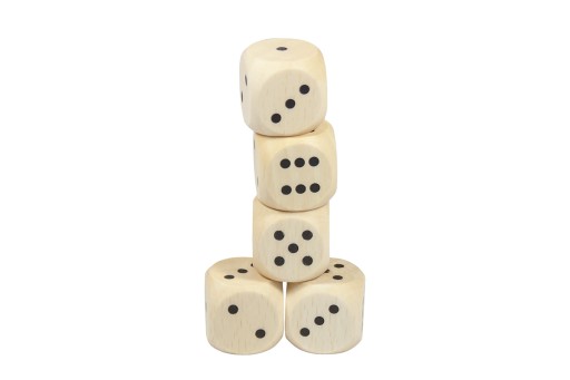 Набор кубиков DICE, 5 шт., 2x2 см, ДЕРЕВЯННЫЕ