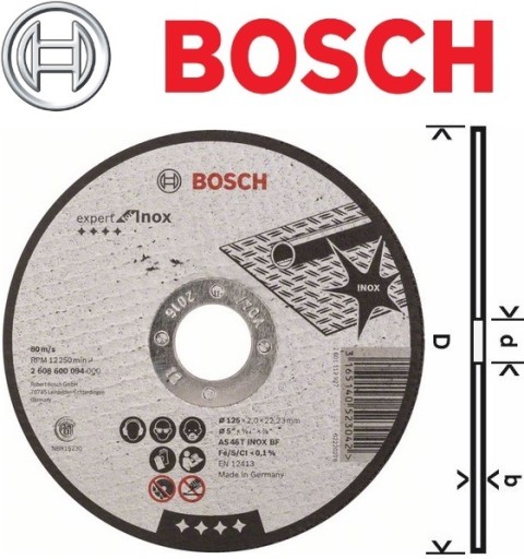 Диск прямой отрезной Expert для Inox 125х2мм BOSCH