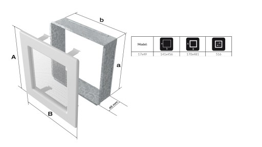 @ ВЕНТИЛЯЦИОННАЯ РЕШЕТКА КАМИНА 17х49 7 цветов