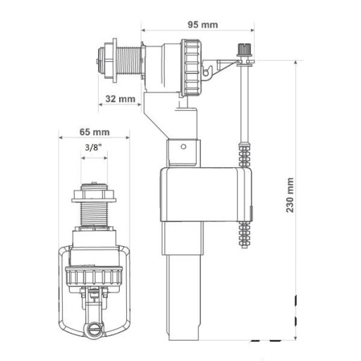 УНИВЕРСАЛЬНЫЙ ЗАПРАВОЧНЫЙ КЛАПАН ДЛЯ БАКА УНИТАЗА 3/8