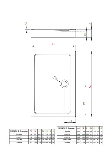 brodzik radaway DOROS D Compact 120x90