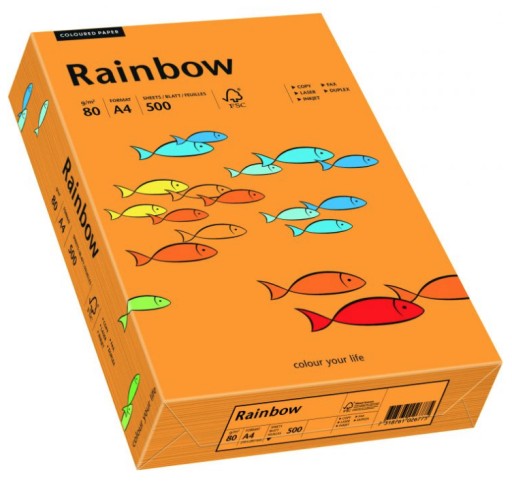 Papier ksero Rainbow A4 80g 500ark pomarańczowy x2