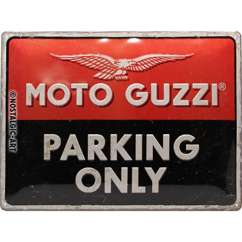 Вывеска MOTO GUZZI PARKING ONLY, листовой металл, 30x40