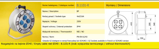 Zwijak bębnowy bęben nawijak 4 Gniazda fi 340 z/u