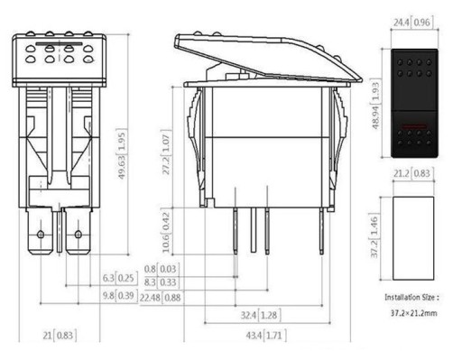 CARLING PRZELACZNIK IP68 WLACZNIK LED 12-24V 20A