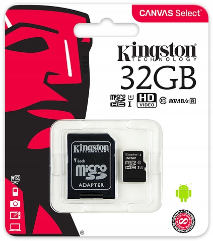 Карта памяти KINGSTON Micro SD 32 ГБ C10 + АДАПТЕР