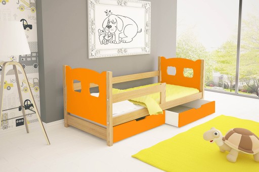 ŁÓŻKO drewniane HAPPY Miśki + MATERAC GRATIS!