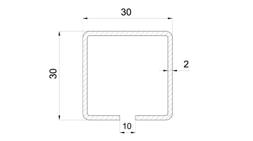 ПРОФИЛЬ ВОРОТ сечение 30x30x2 -2mb