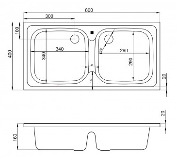 Польская WHITE SINK 80х40 с сифоном и отверстием