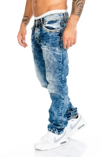 Cipo Baxx Spodnie Jeansy Przecierane Nić Regular