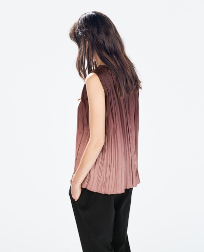 БЛУЗКА ПЛИССИРОВАННАЯ ZARA BASIC OMBRE ОТТЕНЕННЫЙ M