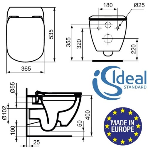 УНИТАЗ МЕДЛЕННО/ПОНИЖАЮЩЕЕ СИДЕНЬЕ TESI IDEAL STANDARD