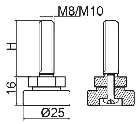 fi 25 РЕГУЛИРУЕМАЯ НОЖКА M-10X40 - 100 шт.