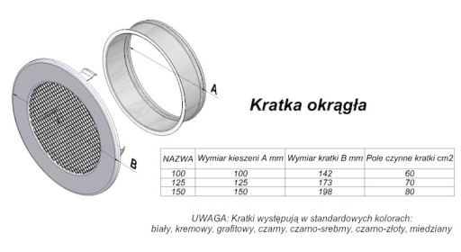 Решетка каминная круглая 125мм, графит