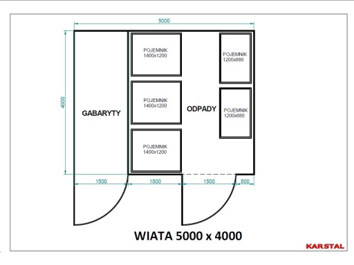 Wiata śmietnikowa, altana, osłona, 5x4m,PRODUCENT