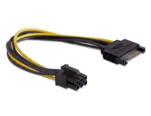 КАБЕЛЬ ПИТАНИЯ SATA 15-6-КОНТАКТНЫЙ PCI-E 15 см