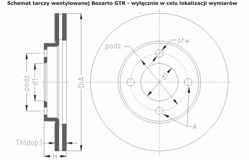 ДИСКИ Bozarto GTR 276 мм с перфорацией Seat Arona Skoda Kamiq VW T-Cross передняя часть