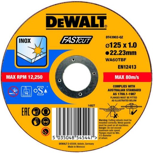 DEWALT DT43902 ДИСК ПО МЕТАЛЛУ 125x1,0 мм, быстрая резка