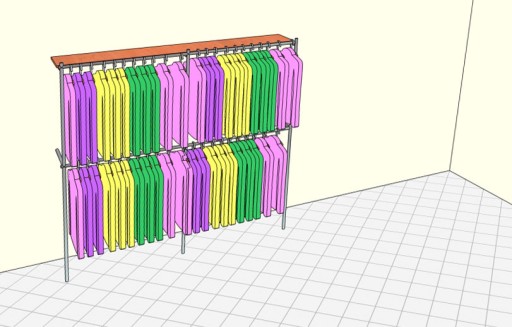 ПОЛКА С ПОЛКОЙ 2,5х2м СТОЙКА ВЕШИВКА ДЛЯ ОДЕЖДЫ c1