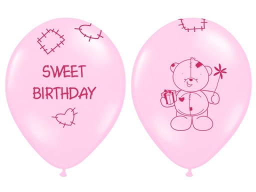 Розовый шарик на день рождения BEAR SWEET BIRTHDAY для годовалого ребенка