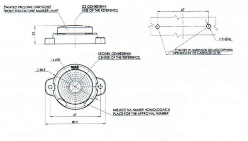 Передний габаритный фонарь W24rf/528c LED 12/24В