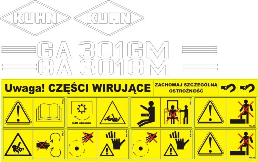 NAKLEJKI Kuhn GA 300 GM 301 280 380 7301 GMD 4501