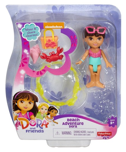 FISHER-PRICE LALKA FIGURKA DORA PLAŻOWA +AKCESORIA