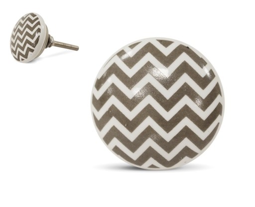 Gałka do Mebli retro chevron beżowo biały