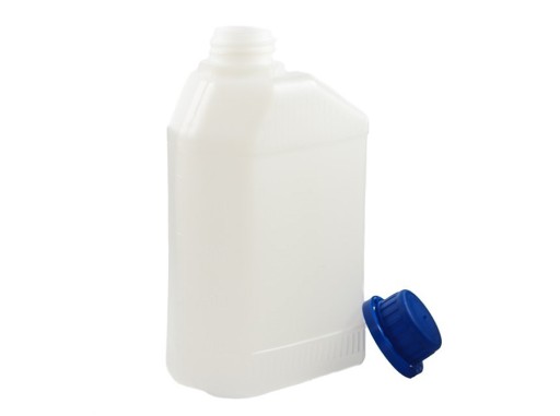 Butelka HDPE 500 ml prostokątna z nakrętką z plombą niebieska