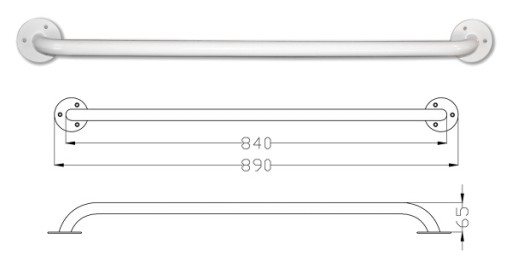 Poręcz uchwyt prosty łazienkowy atest CE 84 cm