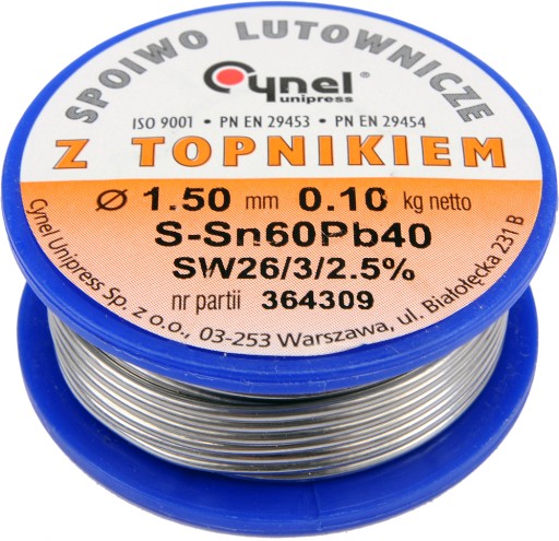 CYNA SPOIWO LUTOWNICZE TOPNIKIEM 1,50mm 100g CYNEL