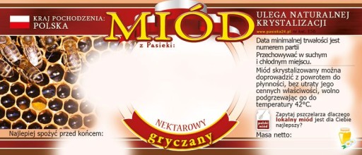 Etykiety na Miód gryczany (100szt) - wzór E54