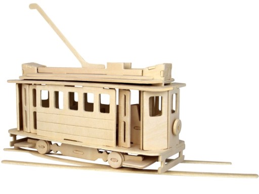 PUZZLE DREWNIANE 3D TRAMWAJ WAGON POJAZD SZYNOWY N