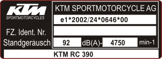 Tabliczka Naklejka znamionowa do motocykli wszystk