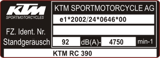 Tabliczka Naklejka znamionowa do motocykli wszystk