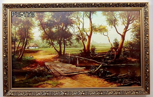 PEJZAŻ 110X70 CM OBRAZ W ZŁOTEJ RAMIE