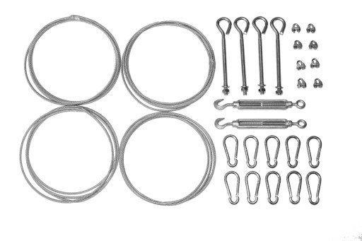ZESTAW DO MONTAŻU ŻAGLI PRZECIWSŁONECZNYCH CZWOROKĄTNYCH DO METALU