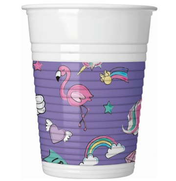 KUBECZKI PLASTIKOWE MINNIE JEDNOROŻEC ROCZEK 1 2 3 4 URODZINY 6szt