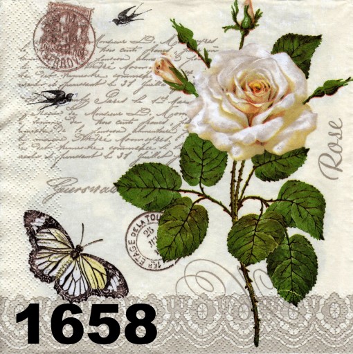 Serwetki do decoup.-1szt- MOTYLE-RÓŻE -1658