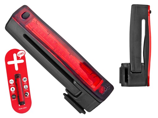 TYLNA LAMPKA ROWEROWA KNOG PLUS Z KLIPSEM 5 TRYBÓW ŁADOWANA USB 20 lm