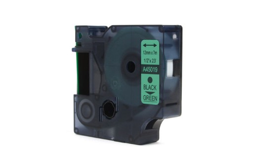 Taśma do Dymo D1 Czarny na Zielonym 12mm/7m 45019
