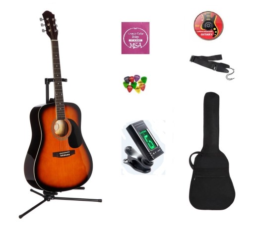 GITARA AKUSTYCZNA SUPER JAKOŚĆ 4/4 TUNER + DVD!