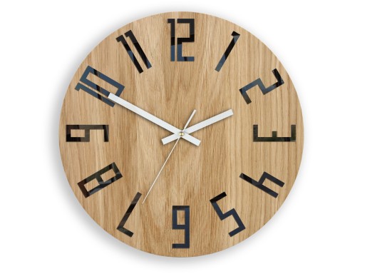 ZEGAR Drewniany Dąb Slim_Wood_White ModernClock