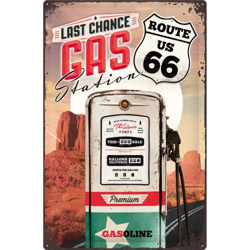 Tablica szyld ROUTE 66 USA GASOLINE blaszany 40x60