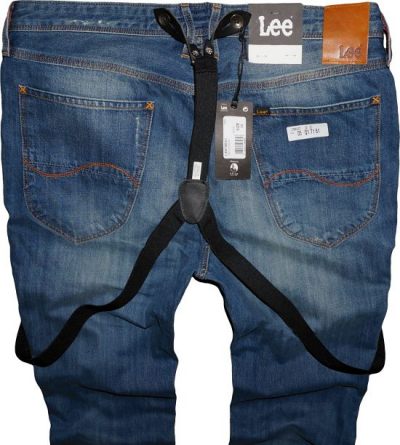 LEE LOGGER jeansy zwężane + SZELKI W32 L34